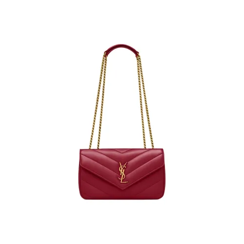 SAINT LAURENT LOULOU Овчина Сумка через плечо Маленькая Женская Темно-красная