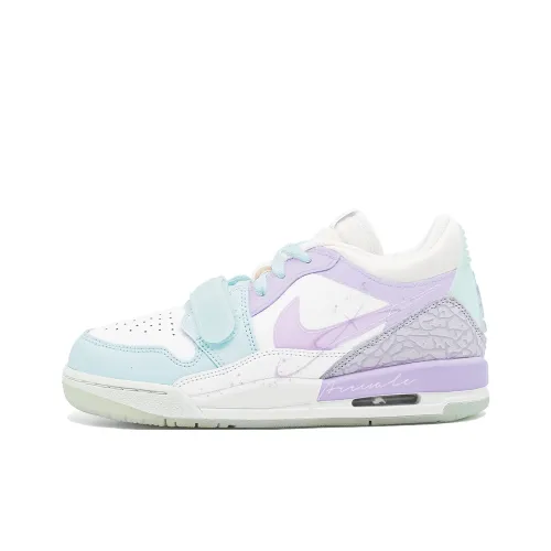 Jordan Air Джордан Legacy Фиолетовый Ритм Звезда Sea Противоскользящий Низкий Топ Детские Скейтбординги Белый Синий