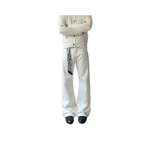 HOKLV Белый С подарками Съемный Застежка-липучка Унисекс Джинсы