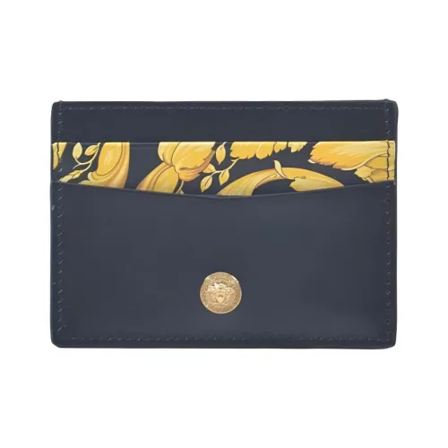 VERSACE BaroccoLa Medusa Кожаный держатель для карт Мужской Черный Золотой