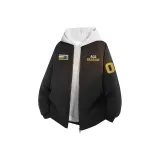 Черный [8870 Куртка] (В комплекте с высококачественным тяжелым бело-серым свитшотом с фотокемией)