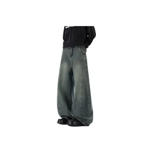 JUNGLE PANDA Ностальгический синий [с флисовой подкладкой и утолщенный] Унисекс Джинсы