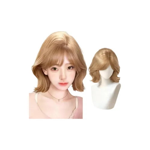 YOUXI Small Milk Peach Внешняя сторона изогнутая Шампанское золото Естественный Легкий обрезок Парик
