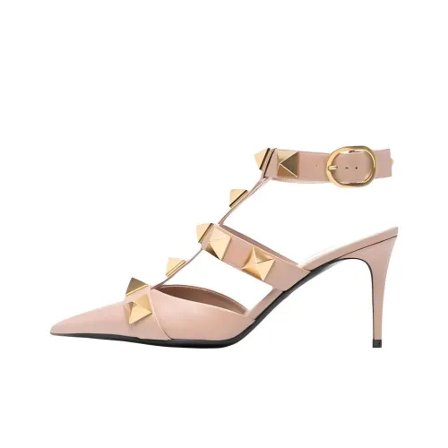 Valentino Roman Stud Garavani Узкий каблук Высокие каблуки 9 см Женские Розовый