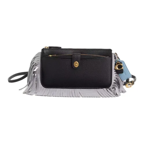 COACH NOA POP UpMessenger Полированная Галечная Кожа Сумка через плечо Маленькая Женская Черная