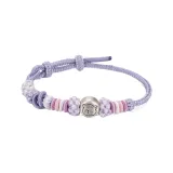 Фиолетовый Туманный Зодиак Тигр Браслет из серебра 999 пробы с шнурком