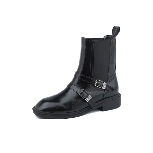 Lanza Western Hot Girl Cool Platform Knight Boots для Осеннего и Зимнего с Круглыми Носками и Высокими Каблуками