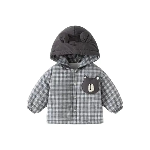 Maycaur Серый Клетчатый Медведь Пальто KIDS Утеплённые Куртки