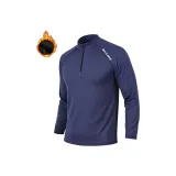 Made in Germany Флисовая подкладка Круглый вырез Длинный рукав - Темно-синий (с флисовой подкладкой) с логотипом