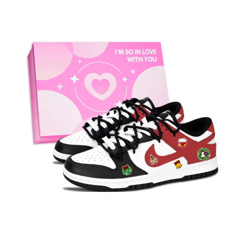 Nike Dunk Черный Белый Зимний Банкет Устойчивый к истиранию Низкий Топ Скейтборд Кроссовки Унисекс Красный