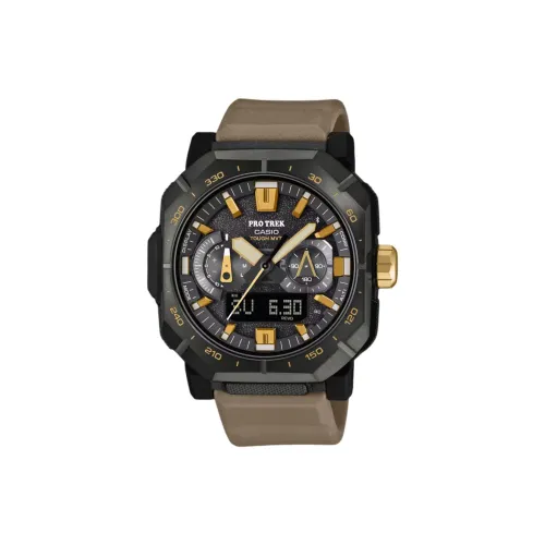 Часы Casio PRO TREK Collection с двумя дисплеями солнечным кварцевым механизмом резиновым ремешком мужские часы