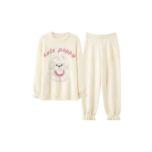 MAKEGONGZHU BBRSZ04 Щенок Узор Бежево-абрикосовый Женские Пижамные комплекты