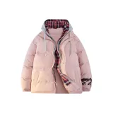 Розовый с серым в клетку, с капюшоном