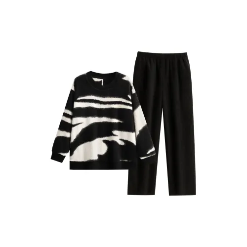 YUENEI Черный Белый Узор Мужской Пижамные Комплекты