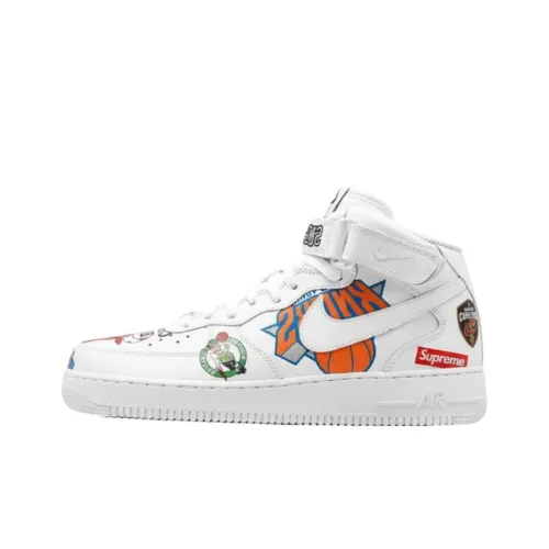Nike x Supreme Air Force 1 Mid Топ Скейтборд Кроссовки Унисекс Белый