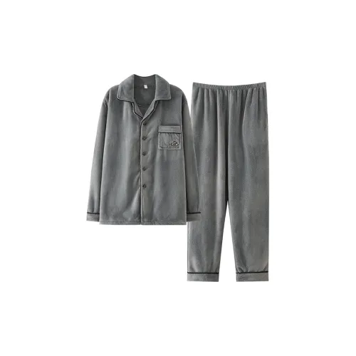QINJING Серый Мужской Пижамный Комплект