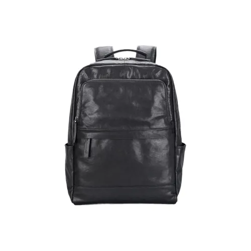 DOSRFINI Рюкзак из лощеной коровьей кожи стандартный мужской черный