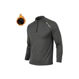 Made in Germany Флисовая подкладка Круглый вырез Длинный рукав - Темно-серый (с флисовой подкладкой) с логотипом