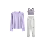 Фиолетовый, с длинным рукавом, на груди, трехпредметный комплект (белые штаны)