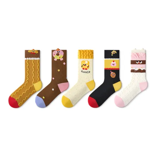 JKN [Soft and Tender Australian Хлопок] Dessert Party ★ Включает Креативная Коробка Женские Носки до икры MID