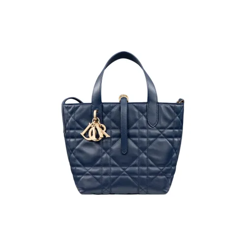 DIOR Toujours Телячья кожа Тоут Сумка Маленькая Женская Глубокое море Синий