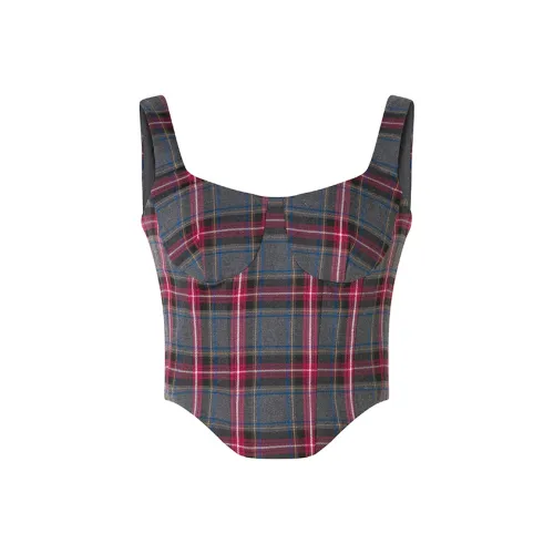 UENA Серый Розовый Плед В наличии Женские Топы