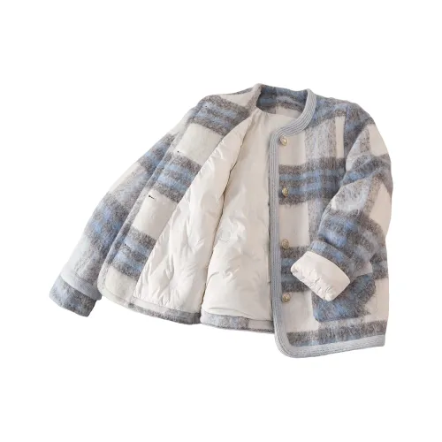 SIBAISHE Серый Синий Клетка Женская Пуховая Куртка