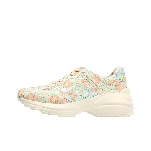 GUCCI Rhyton Liberty London Низкий топ Толстая подошва Кроссовки Женские Мятно-зеленый