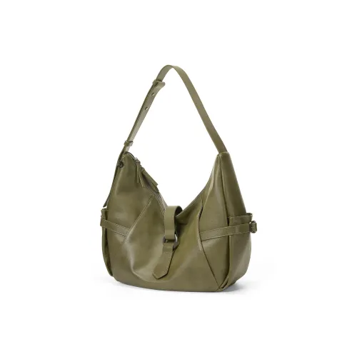 FOFO Первый слой Растительное дубление Коровья кожа Сумка на плечо Средний Женские Мшисто-зеленый Фундуковый Коричневый