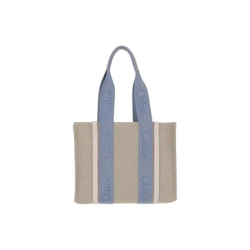 Chloe Древесный Лён Холст Кожа Тоут Сумка Сумка для покупок Холст Сумка Одно плечо Средняя Женская