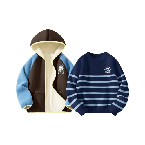 BOBDOG [Утолщенный и с флисовой подкладкой] Модный стиль Babu K Синий кофе + Толстая версия Ozорной Babu K Темно-синий KIDS Повседневная спортивная одежда