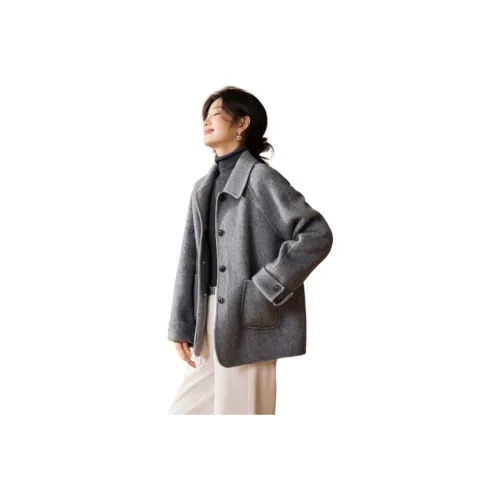 MOHANYIMEI Морская соль Серо-голубой Женское пальто