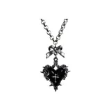 Красное сердце, крест, ожерелье [черное]