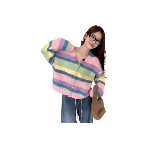 WICK BUEN Радужный Полосы Женское Пальто