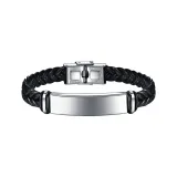 Серебряный кожаный браслет