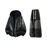 Чёрный Серый + Чёрный Джинсы с Флисовой Подкладкой