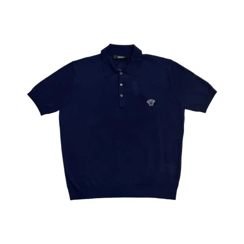 VERSACE Мужская поло рубашка синего цвета