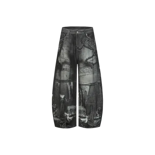 HOKLV Черные Унисекс Джинсы