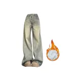 Винтажный синий, утолщенный, с флисовой подкладкой