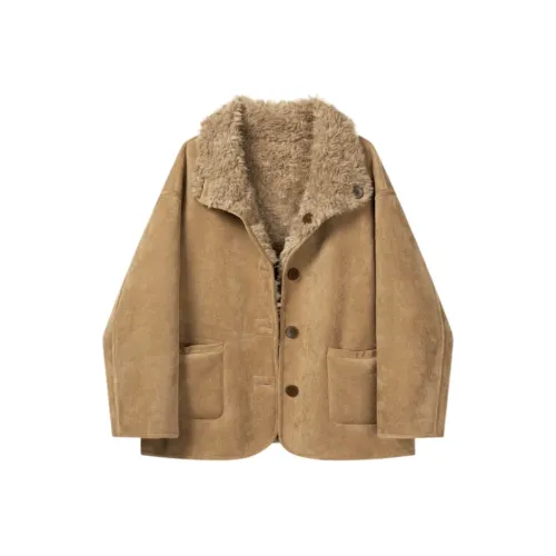 GOSO Хаки С флисовой подкладкой Утолщенное Двустороннее Женское Пальто