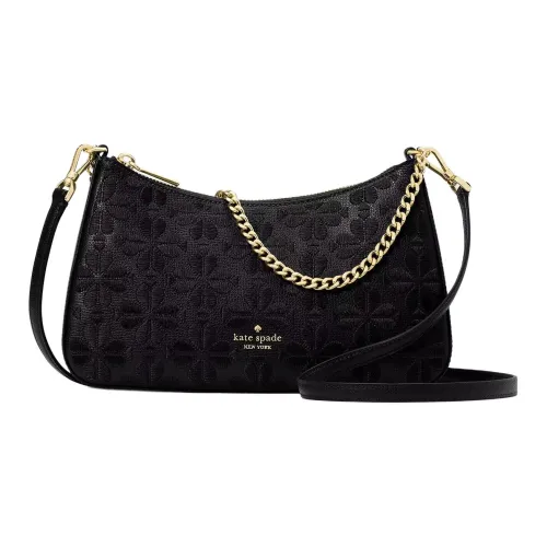 Kate Spade Flower Корова Кожа с Тканью Сумка через плечо Средняя Женская Черная