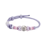 Фиолетовый Туманный Зодиак Кролик Браслет из серебра 999 пробы с шнурком