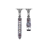 Серебряные пуговицы с фиолетовым узором в клетку