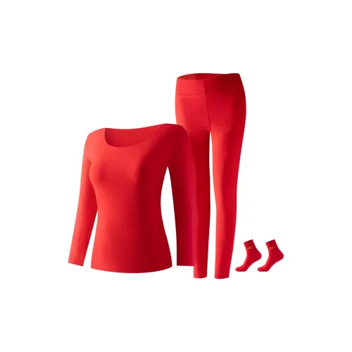 2323 [Зодиакальный год MUST HAVE 1 комплект В комплекте носки] Красный Женские Термокомплекты