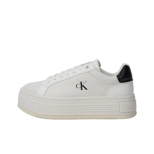 CKJ CALVIN KLEIN JEANS MID Топ Кроссовки для скейтбординга Женские Белый Черный