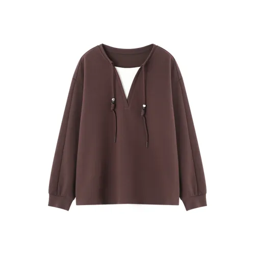 MOHANYIMEI Кофейный Женский Свитшот