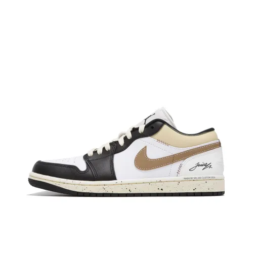 Jordan Air Jordan 1 Устойчивый к истиранию Низкий Топ Винтажные Баскетбольные Кроссовки Unisex Light Коричневый