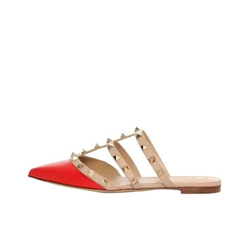 Valentino Rockstud Домашние тапочки Женские Красные