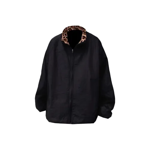 SNEIKLAU Черный Леопардовый принт Двусторонний Унисекс Пуховики