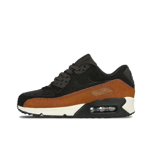 Nike Air Max 90 Амортизация Низкий Топ Кроссовки для тренировок Женские Черный Коричневый